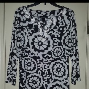 INC. International Concepts Black and White Blouse